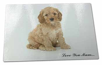 Large Glass Cutting Chopping Board Cockerpoodle Puppy 