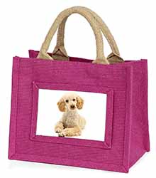 Apricot Poodle Little Girls Small Pink Jute Shopping Bag