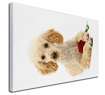 Poodle with Red Rose Canvas X-Large 30"x20" Wall Art Print