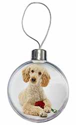 Poodle with Red Rose Christmas Bauble