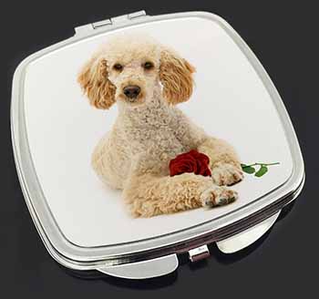 Poodle with Red Rose Make-Up Compact Mirror