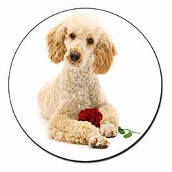 Poodle with Red Rose Fridge Magnet Printed Full Colour