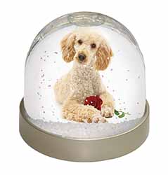 Poodle with Red Rose Snow Globe Photo Waterball