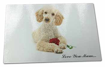 Large Glass Cutting Chopping Board Poodle+Rose 