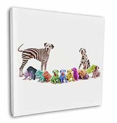 Colourful Dalmatian Dogs Square Canvas 12"x12" Wall Art Picture Print