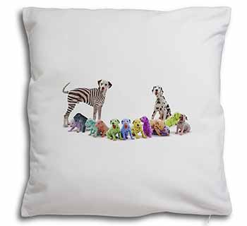 Colourful Dalmatian Dogs Soft White Velvet Feel Scatter Cushion