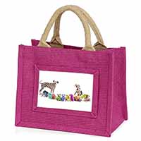 Colourful Dalmatian Dogs Little Girls Small Pink Jute Shopping Bag