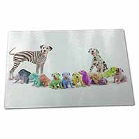 Large Glass Cutting Chopping Board Colourful Dalmatian Dogs