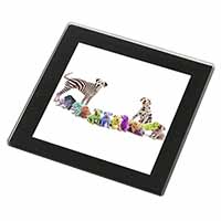 Colourful Dalmatian Dogs Black Rim High Quality Glass Coaster