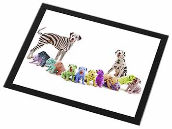 Colourful Dalmatian Dogs Black Rim High Quality Glass Placemat