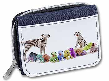 Colourful Dalmatian Dogs Unisex Denim Purse Wallet