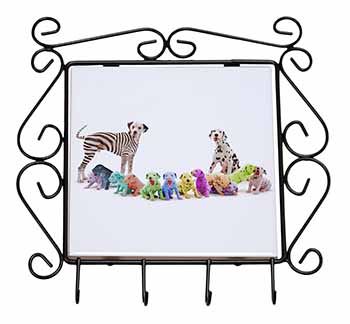 Colourful Dalmatian Dogs Wrought Iron Key Holder Hooks