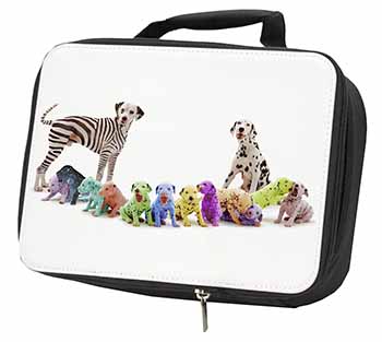 Colourful Dalmatian Dogs Black Insulated School Lunch Box/Picnic Bag