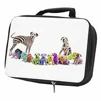 Colourful Dalmatian Dogs Black Insulated School Lunch Box/Picnic Bag