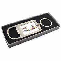 Colourful Dalmatian Dogs Chrome Metal Bottle Opener Keyring in Box