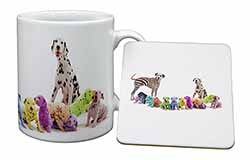 Colourful Dalmatian Dogs Mug and Coaster Set