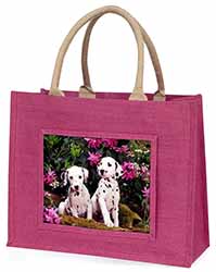 Dalmatian Large Pink Jute Shopping Bag