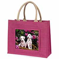 Dalmatian Large Pink Jute Shopping Bag