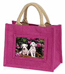 Dalmatian Little Girls Small Pink Jute Shopping Bag