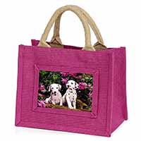 Dalmatian Little Girls Small Pink Jute Shopping Bag