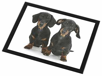 Cute Dachshund Dogs Black Rim High Quality Glass Placemat