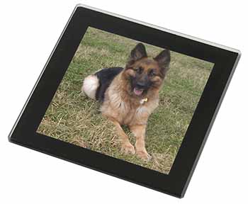 Alsatian/ German Shepherd Dog Black Rim High Quality Glass Coaster