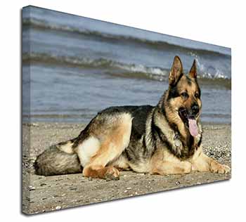 German Shepherd Dog on Beach Canvas X-Large 30"x20" Wall Art Print