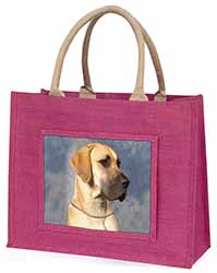 Fawn Great Dane Large Pink Jute Shopping Bag