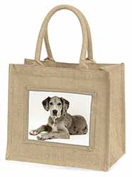 Great Dane Natural/Beige Jute Large Shopping Bag