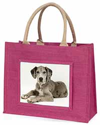 Great Dane Large Pink Jute Shopping Bag