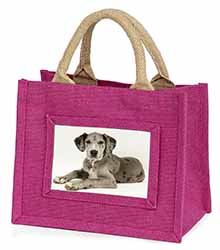 Great Dane Little Girls Small Pink Jute Shopping Bag