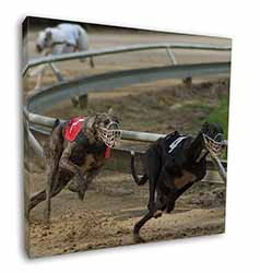 Greyhound Dog Racing Square Canvas 12"x12" Wall Art Picture Print