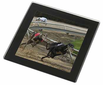 Greyhound Dog Racing Black Rim High Quality Glass Coaster