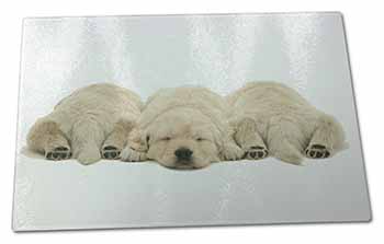 Large Glass Cutting Chopping Board Golden Retriever Puppies