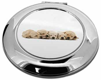 Five Golden Retriever Puppy Dogs Make-Up Round Compact Mirror