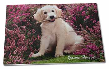 Large Glass Cutting Chopping Board Golden Retriever Pup 