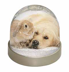 Golden Retriever and Rabbit Snow Globe Photo Waterball