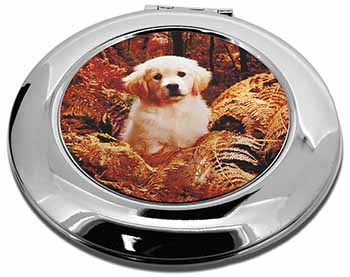 Golden Retriever Puppy Make-Up Round Compact Mirror