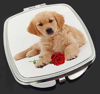 Golden Retriever Dog with Rose Make-Up Compact Mirror