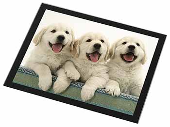 Golden Retriever Puppies Black Rim High Quality Glass Placemat