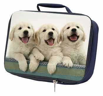 Golden Retriever Puppies Navy Insulated School Lunch Box/Picnic Bag