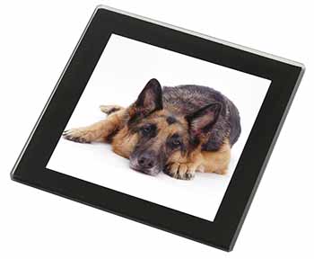 German Shepherd Black Rim High Quality Glass Coaster