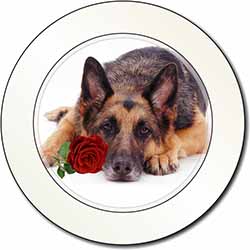 German Shepherd with Red Rose Car or Van Permit Holder/Tax Disc Holder