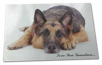 Large Glass Cutting Chopping Board German Shepherd Grandma