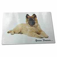 Large Glass Cutting Chopping Board Belgian Tervuren Puppy Dog 