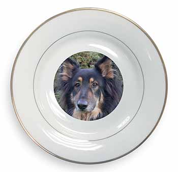 Tri-Colour German Shepherd Gold Rim Plate Printed Full Colour in Gift Box