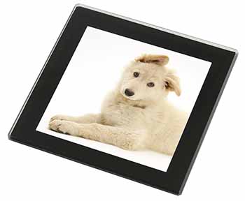 White German Shepherd Black Rim High Quality Glass Coaster