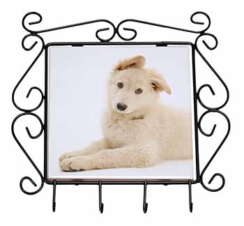 White German Shepherd Wrought Iron Key Holder Hooks