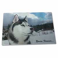 Large Glass Cutting Chopping Board Siberian Husky Dog 