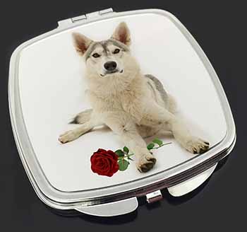 Utonagan Dog with Red Rose Make-Up Compact Mirror